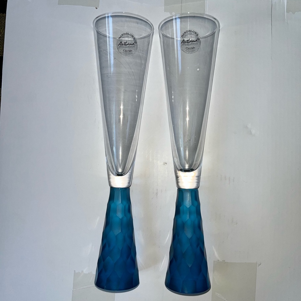 Artland Prescott Handmade Champagne Flutes NWT